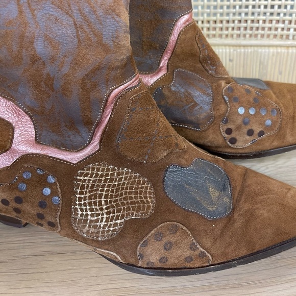 Vintage Specchio Brown Pink Suede Leather Italian Boots | Sz 9 | Slouch … - Picture 4 of 12